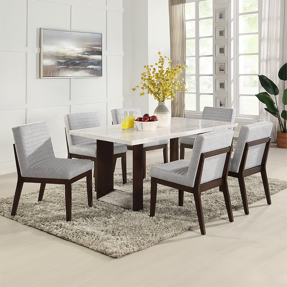 Edwyn Side Chair (Set-2) Gray Linen & Espresso. Picture 7