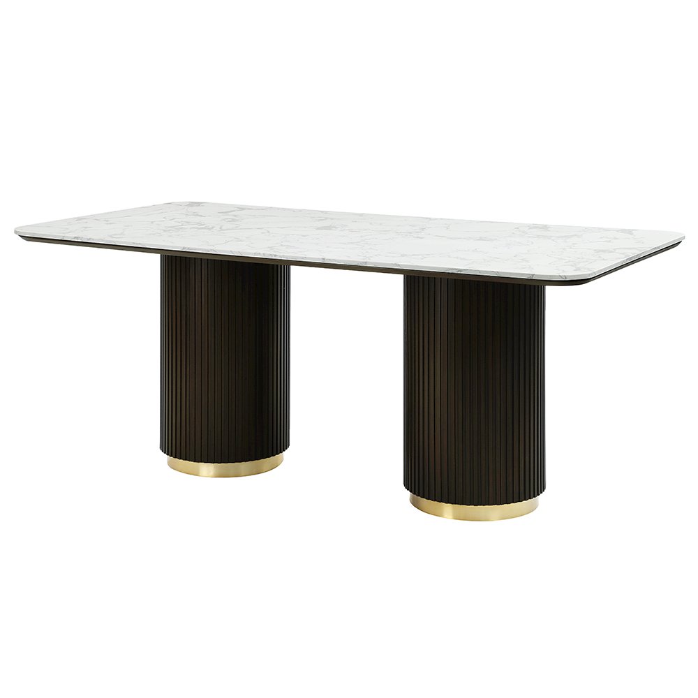 Clayten Dining Table w/Marble Top Engineering Marble Top & Espresso. Picture 2