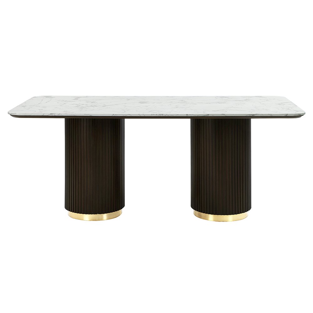 Clayten Dining Table w/Marble Top Engineering Marble Top & Espresso. Picture 3