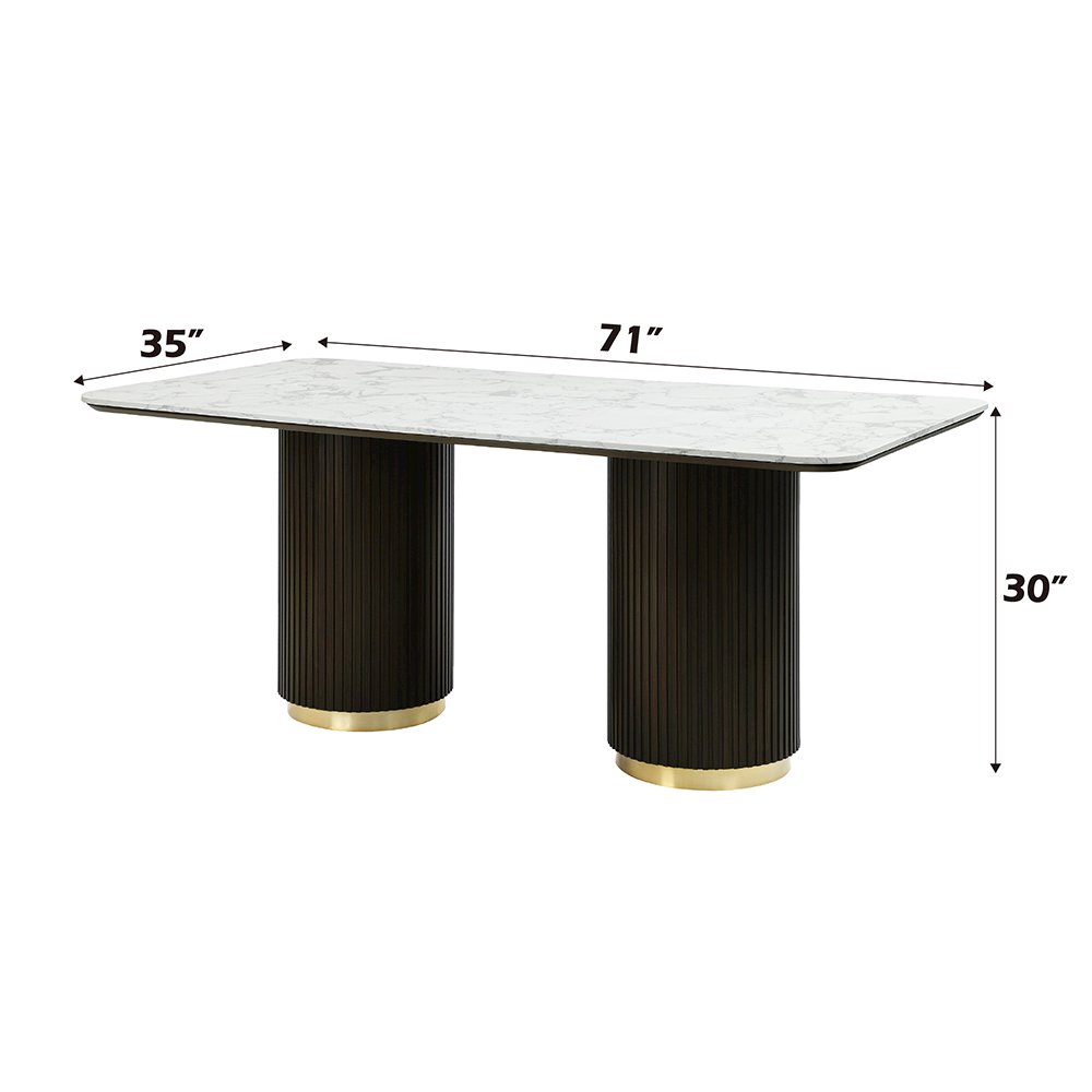 Clayten Dining Table w/Marble Top Engineering Marble Top & Espresso. Picture 6