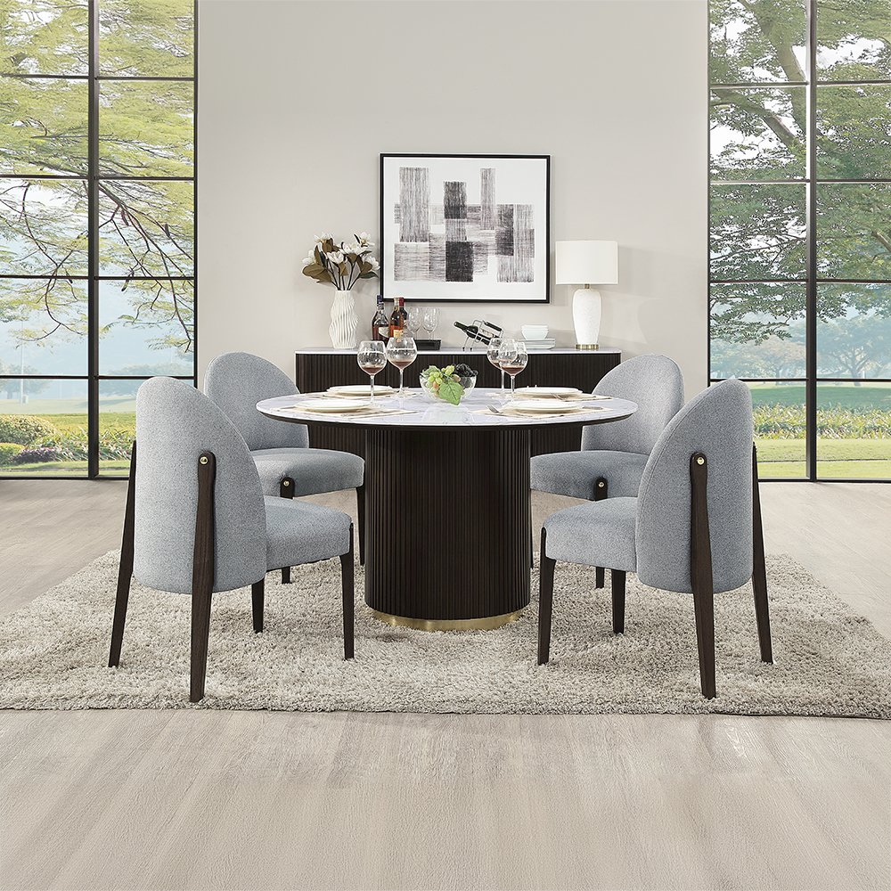 Clayten Side Chair (Set2) Gray Chenille & & Espresso. Picture 7