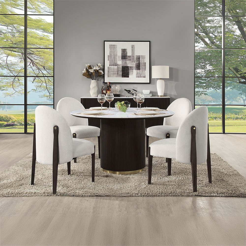 Clayten Side Chair (Set2) Beige Chenille & & Espresso. Picture 7