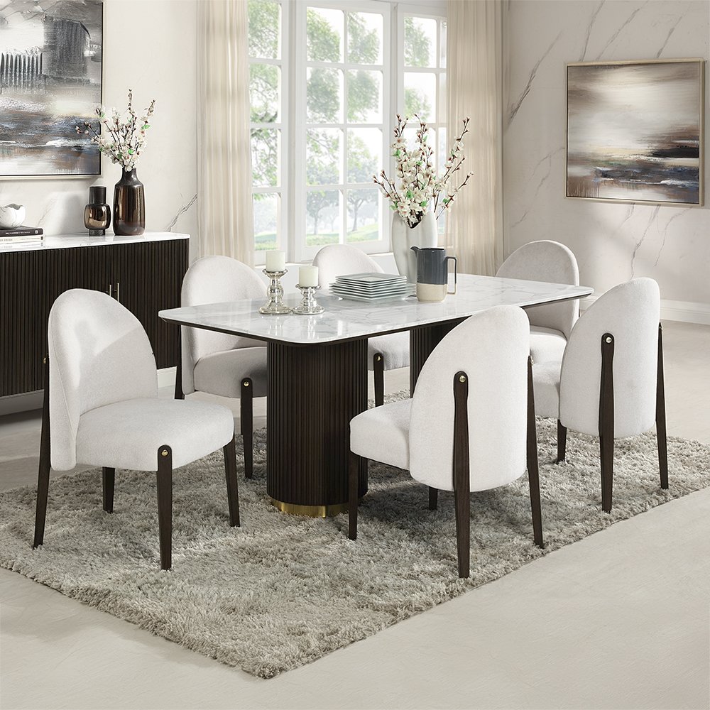 Clayten Side Chair (Set2) Beige Chenille & & Espresso. Picture 8