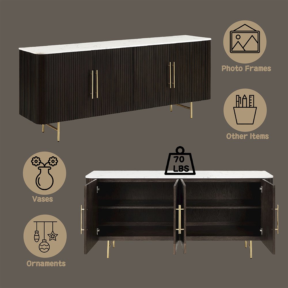 Clayten Server White Engineering Marble Top & Espresso. Picture 6
