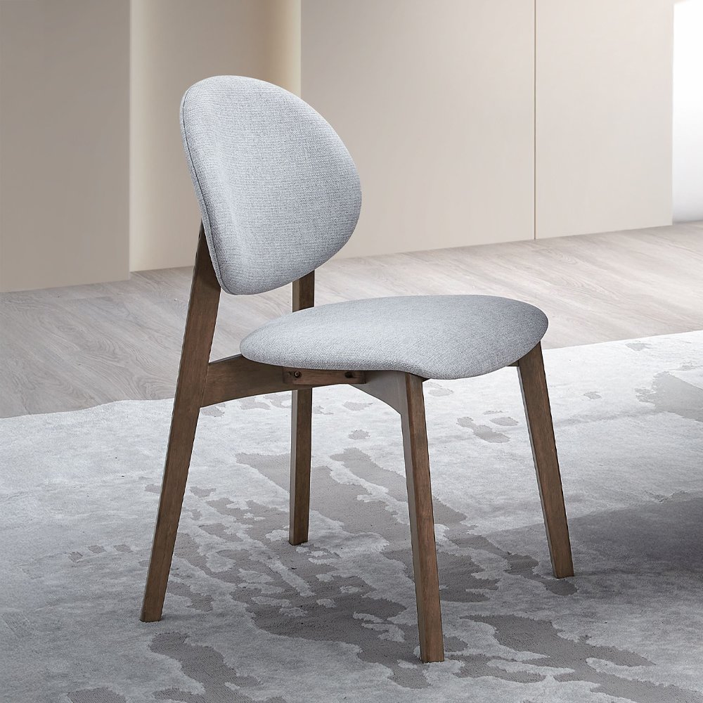 Hadasa Side Chair (Set-2) Light Gray Linen & Walnut. Picture 1