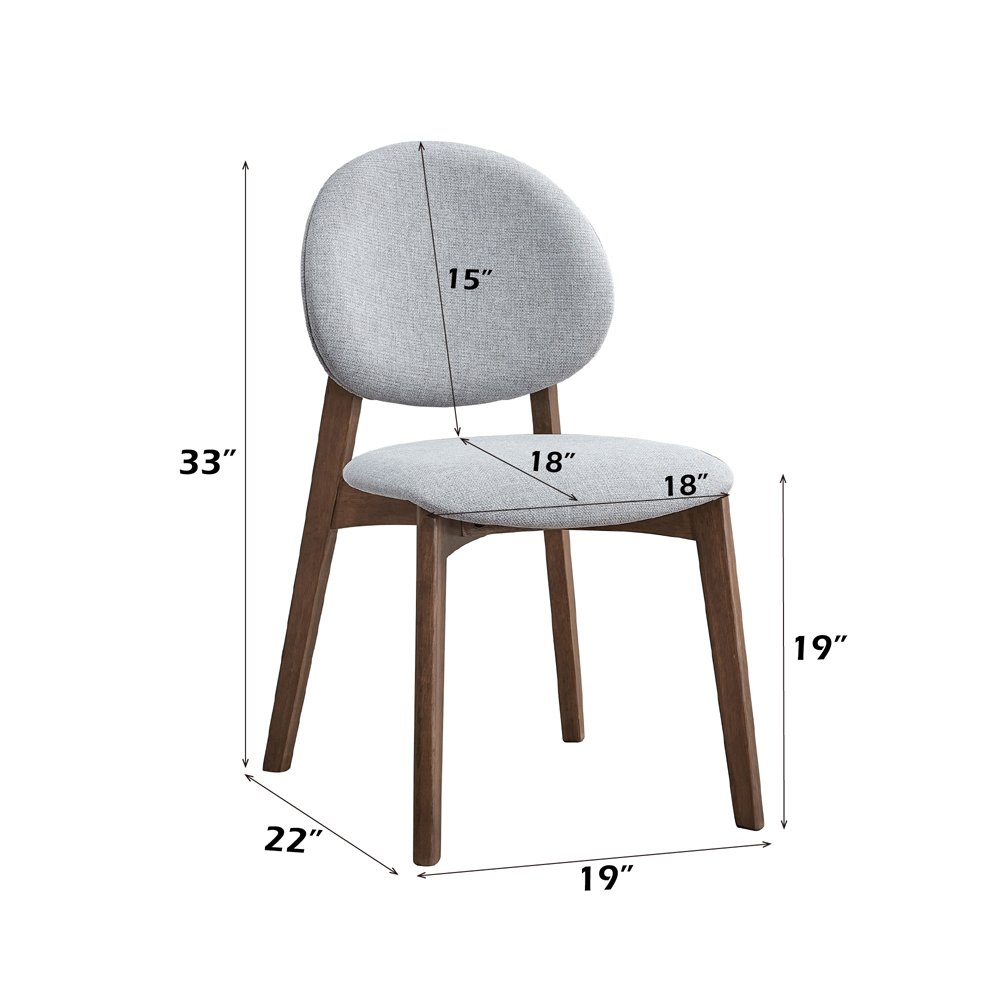 Hadasa Side Chair (Set-2) Light Gray Linen & Walnut. Picture 6