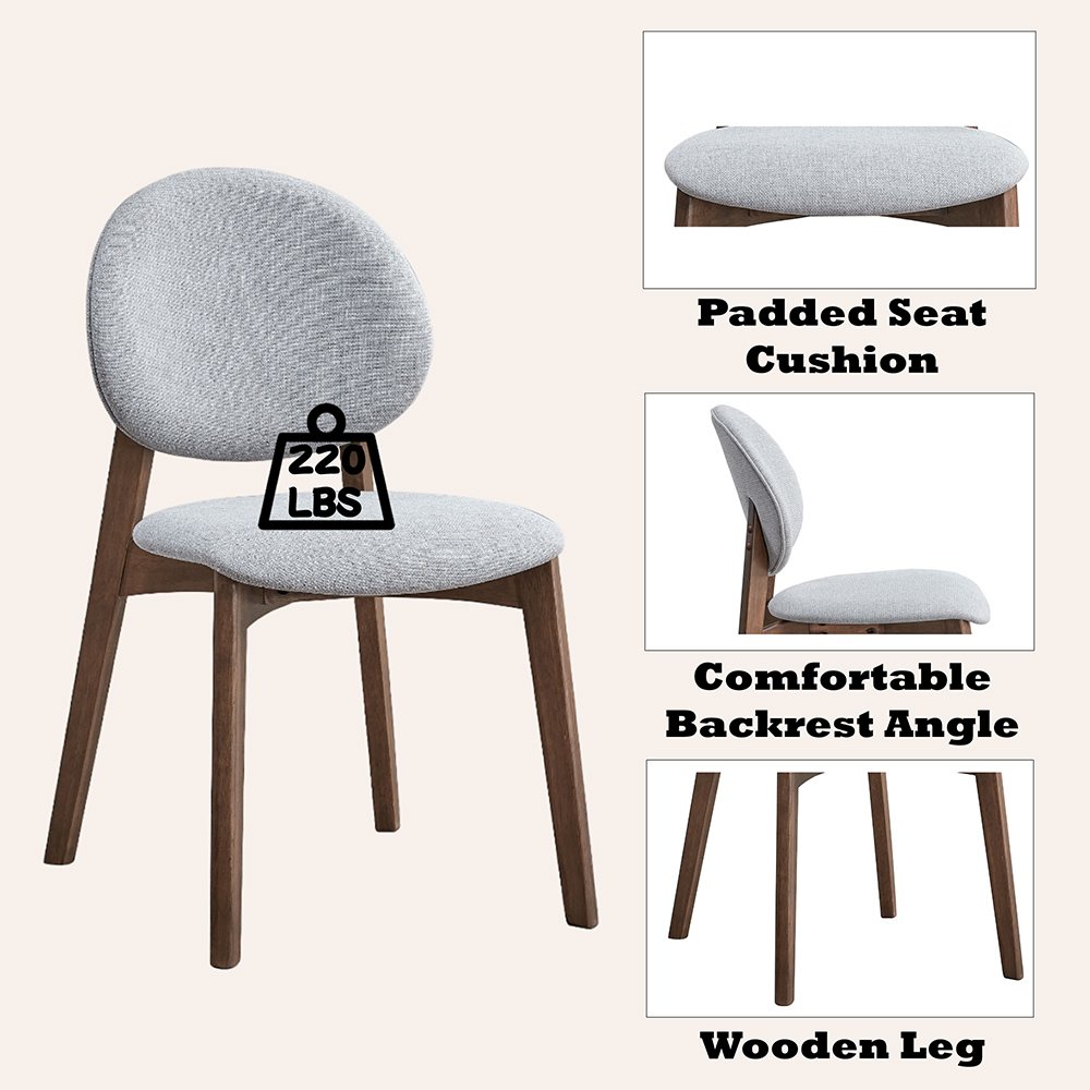 Hadasa Side Chair (Set-2) Light Gray Linen & Walnut. Picture 7