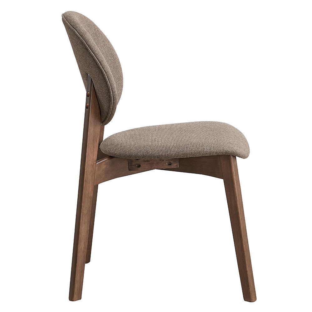 Hadasa Side Chair (Set-2) Light Brown Linen & Walnut. Picture 4