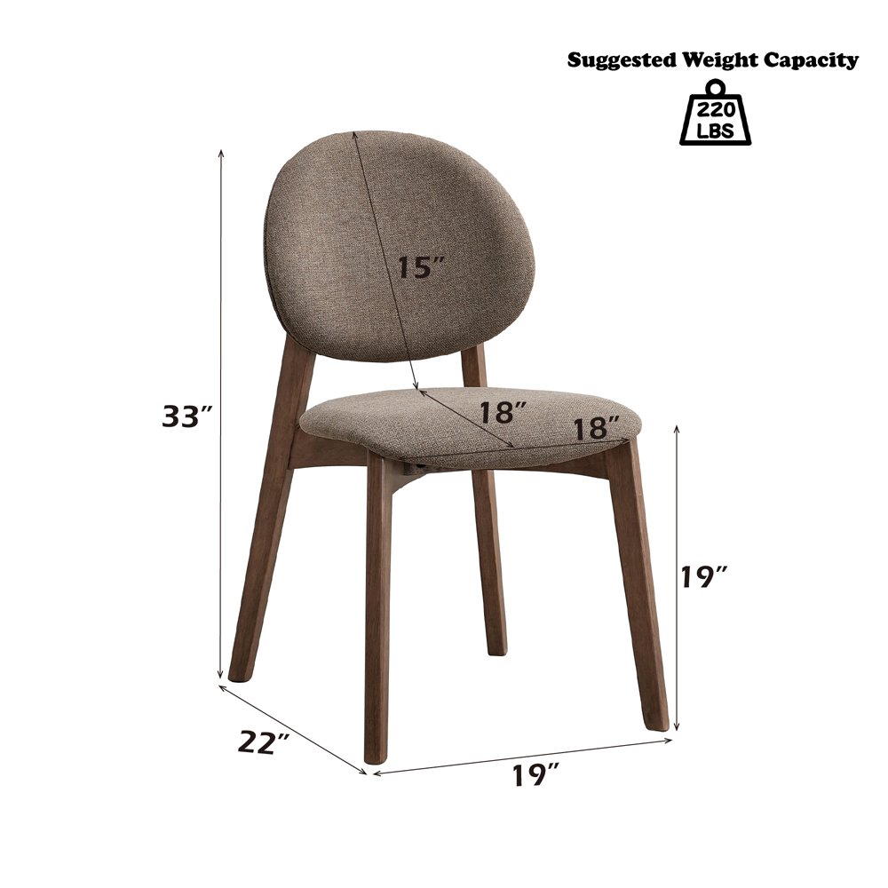 Hadasa Side Chair (Set-2) Light Brown Linen & Walnut. Picture 6