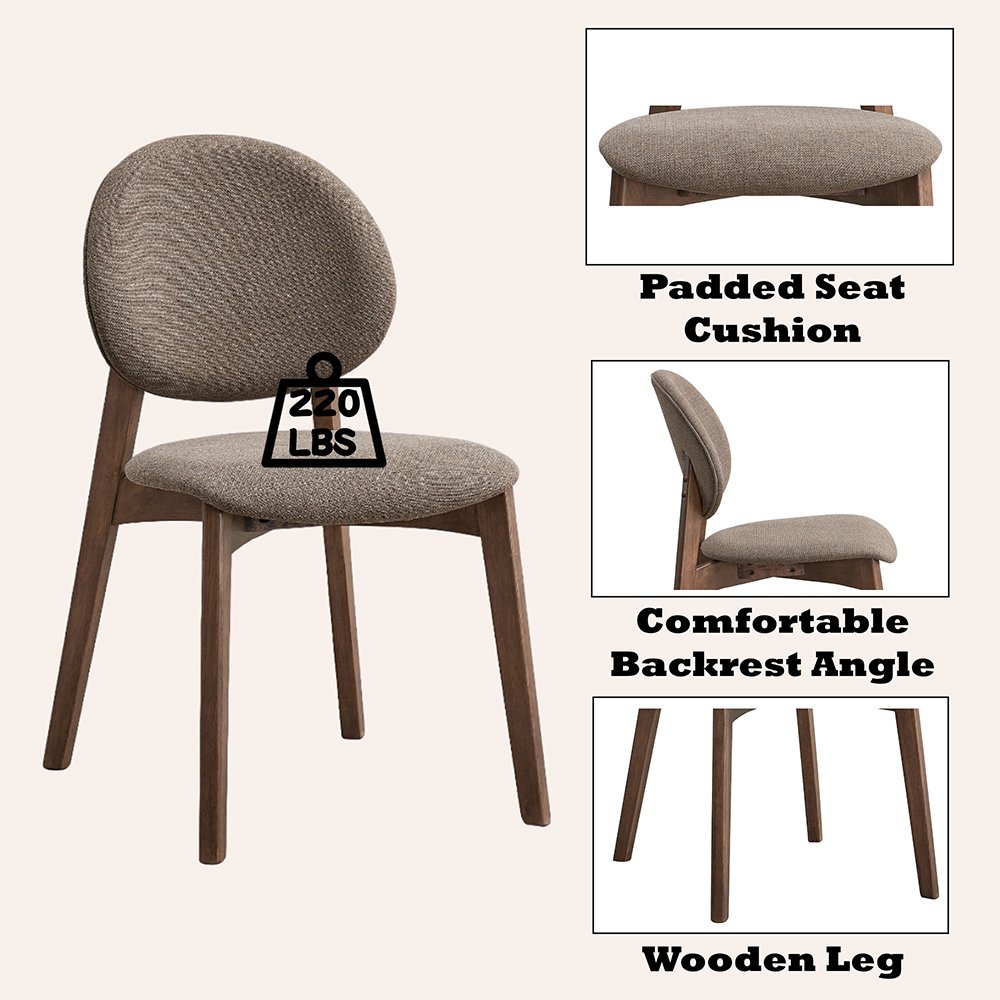 Hadasa Side Chair (Set-2) Light Brown Linen & Walnut. Picture 7