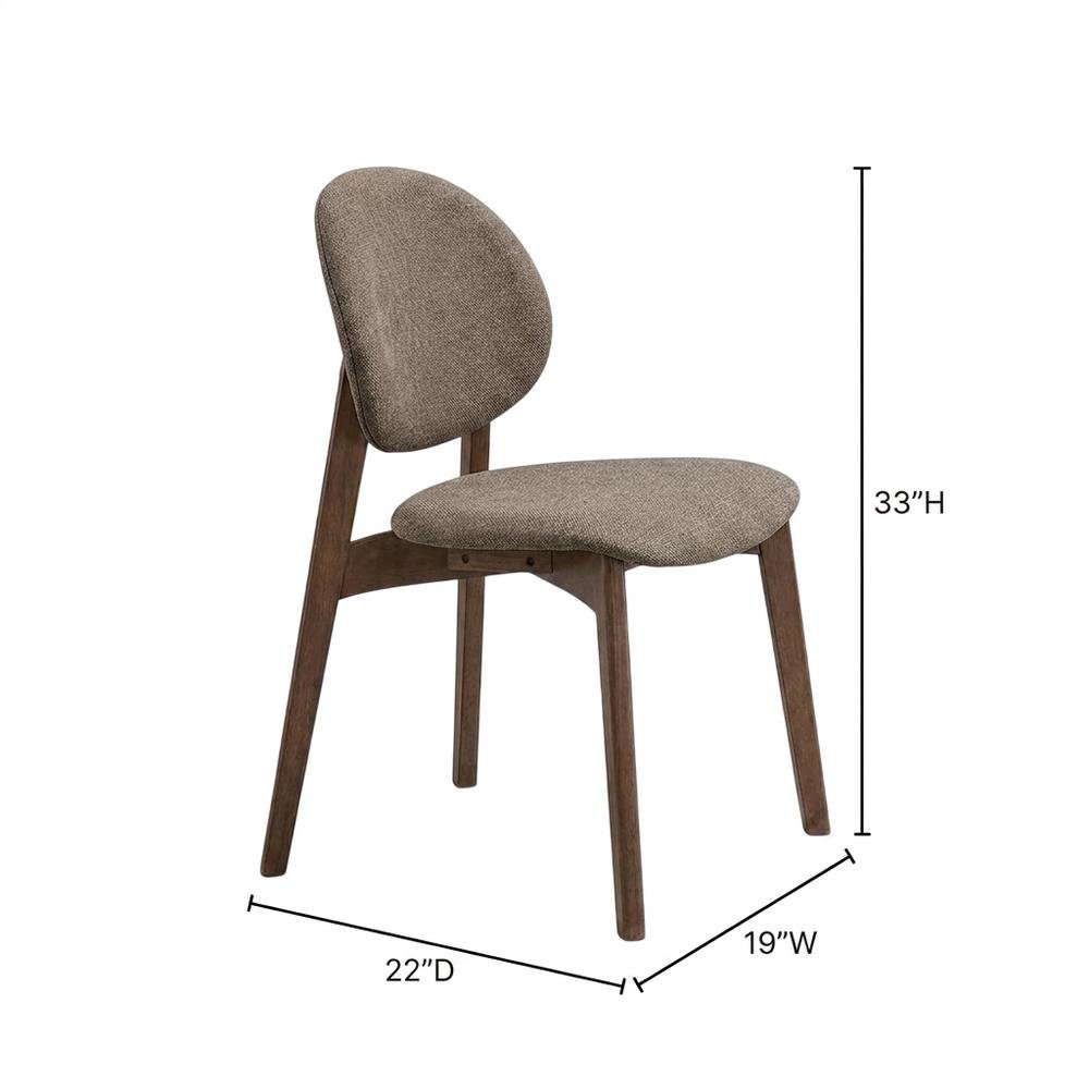 Linen Dining Chairs, Scandinavian Style, Light Brown Linen & Walnut, Set of 2. Picture 6
