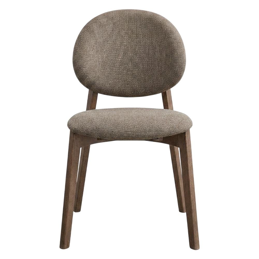 Linen Dining Chairs, Scandinavian Style, Light Brown Linen & Walnut, Set of 2. Picture 2