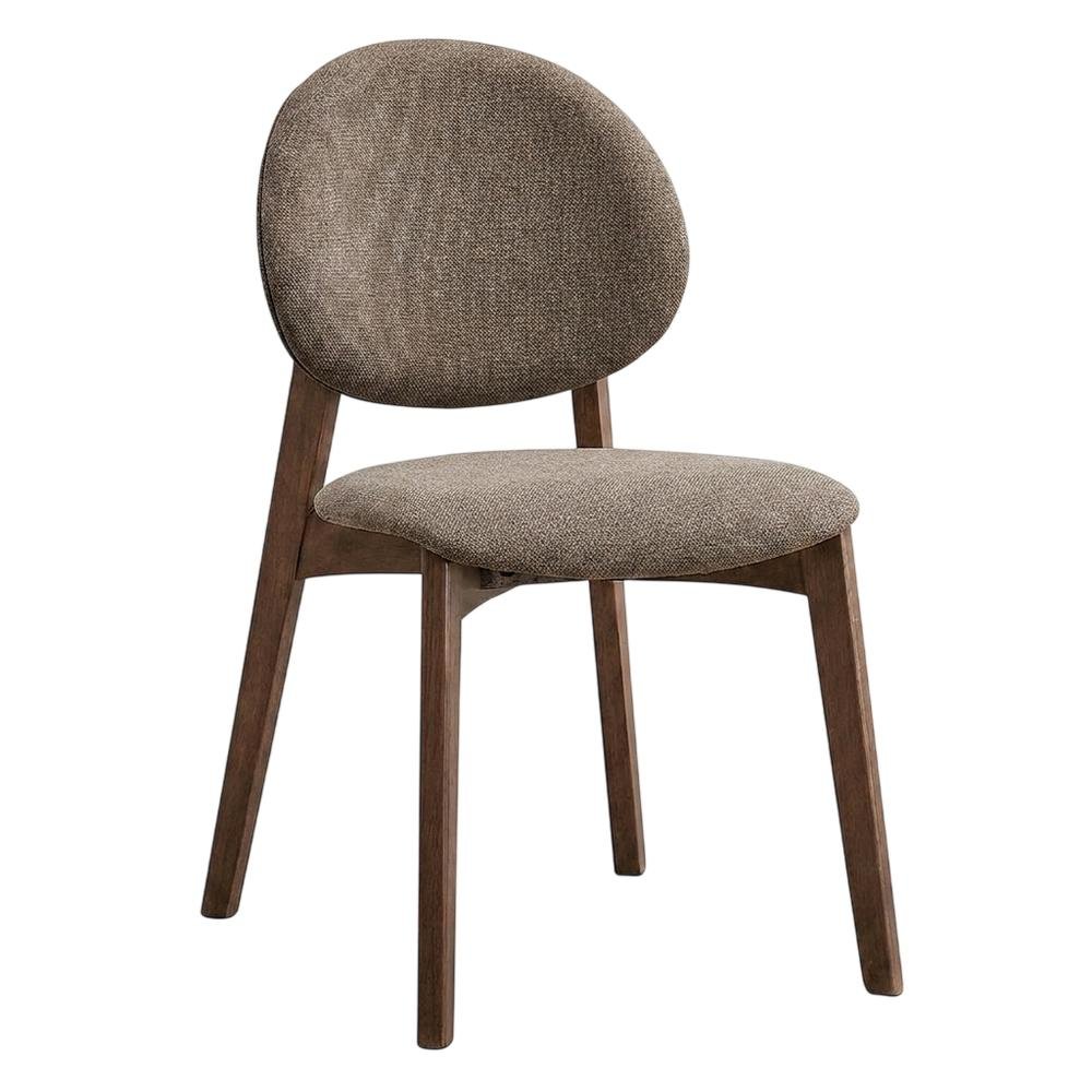 Linen Dining Chairs, Scandinavian Style, Light Brown Linen & Walnut, Set of 2. Picture 5