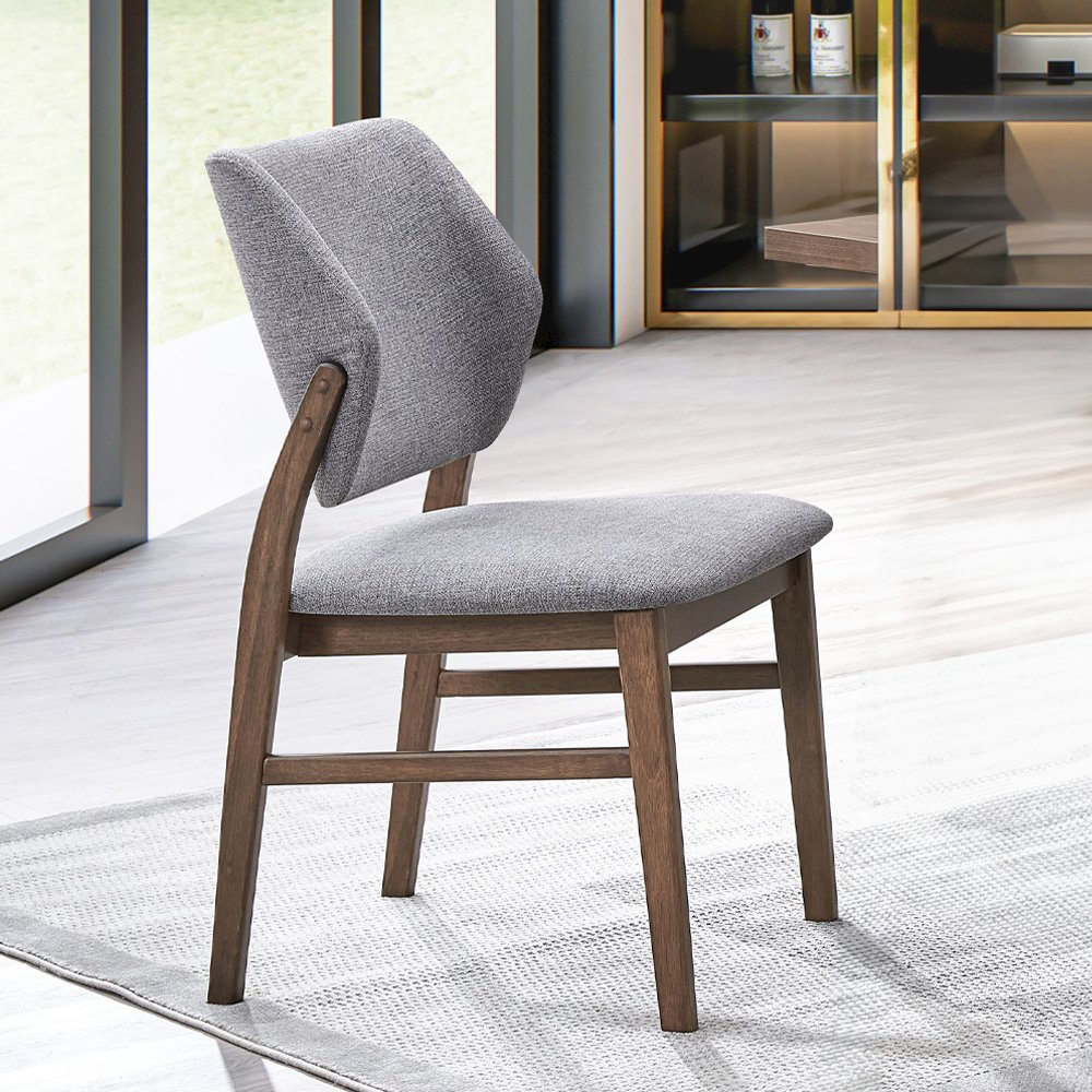Sarha Side Chair (Set-2) Light Gray Linen & Walnut. Picture 1