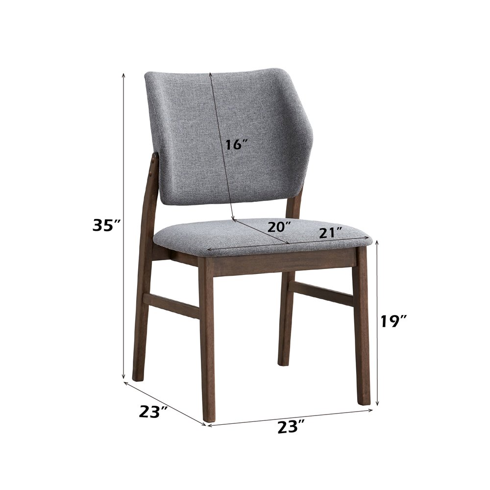 Sarha Side Chair (Set-2) Light Gray Linen & Walnut. Picture 6