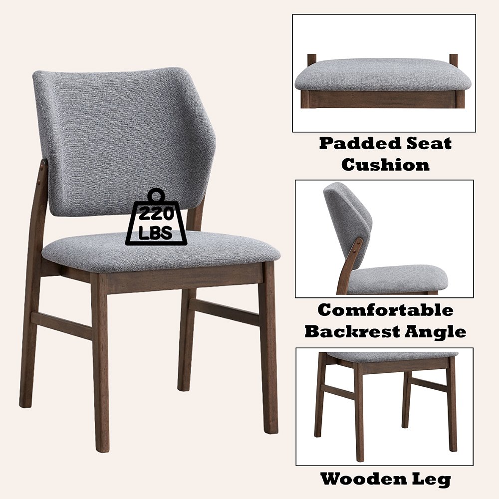 Sarha Side Chair (Set-2) Light Gray Linen & Walnut. Picture 7