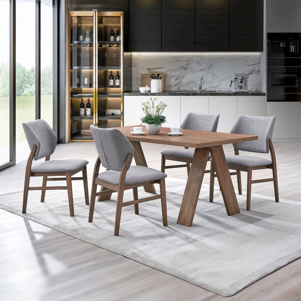 Sarha Side Chair (Set-2) Light Gray Linen & Walnut. Picture 8