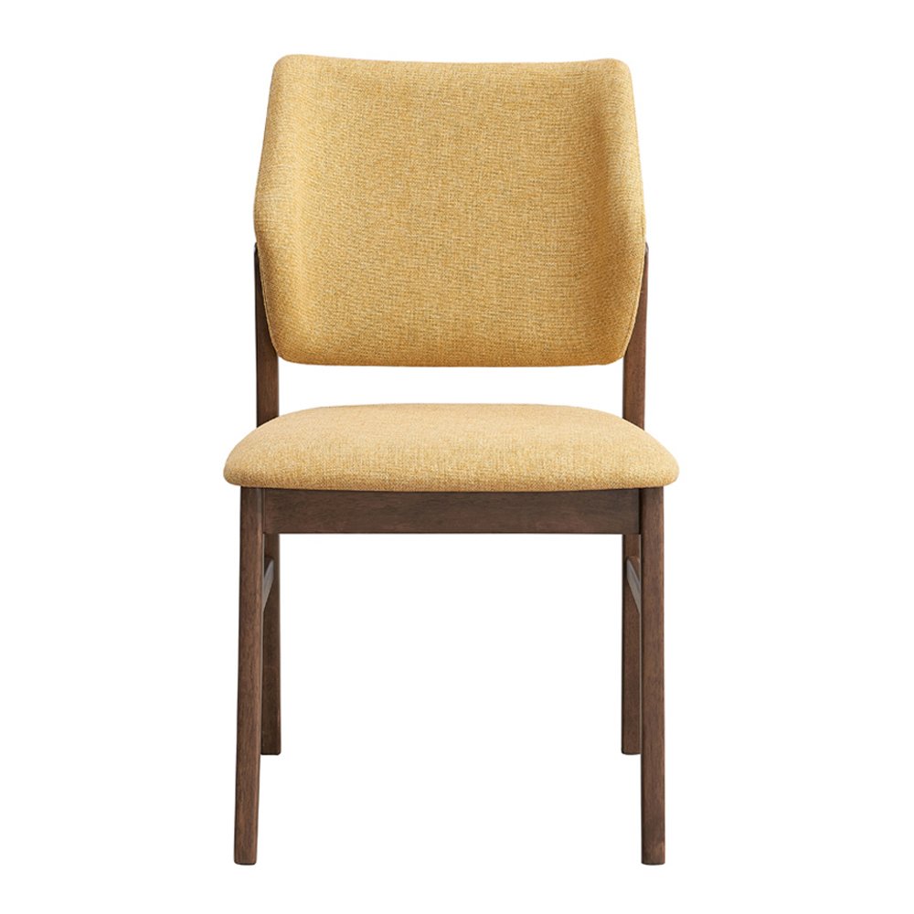 Sarha Side Chair (Set-2) Yellow Linen & Walnut. Picture 3