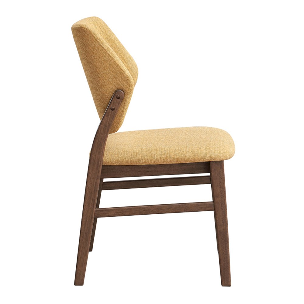 Sarha Side Chair (Set-2) Yellow Linen & Walnut. Picture 4