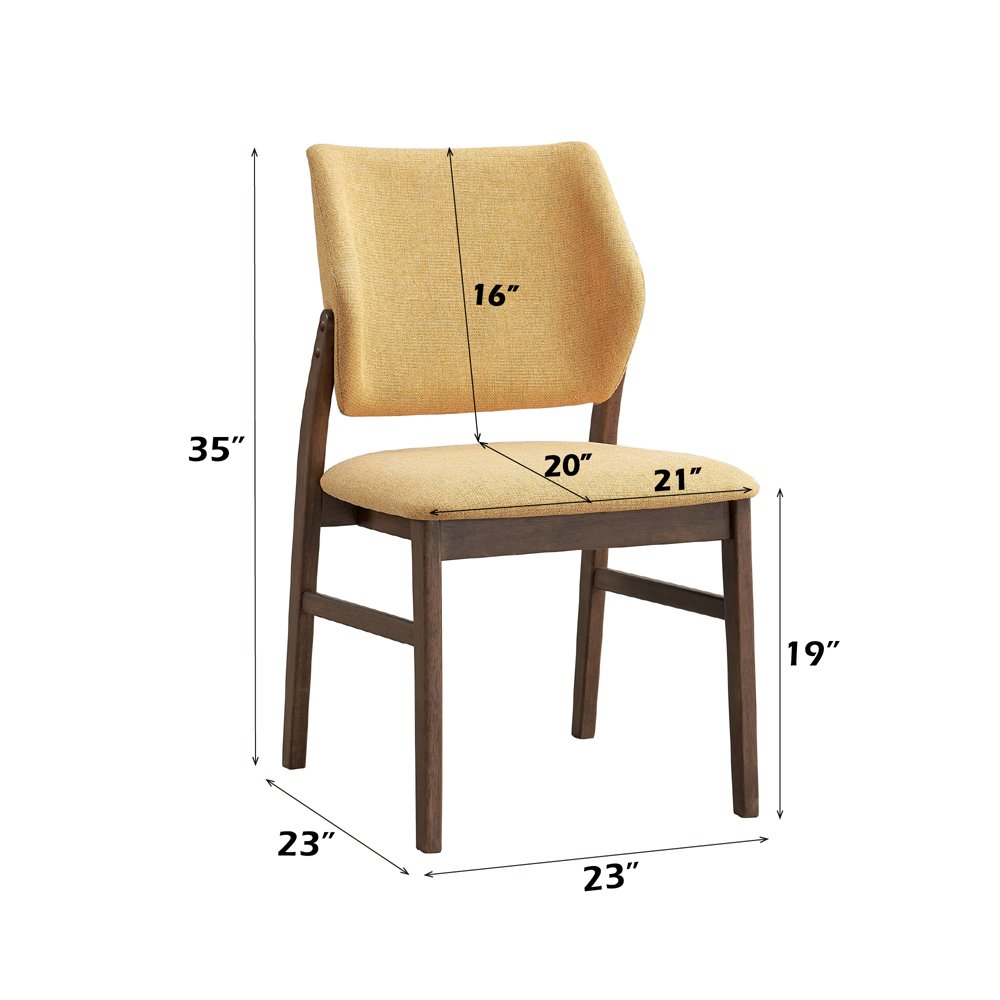 Sarha Side Chair (Set-2) Yellow Linen & Walnut. Picture 8