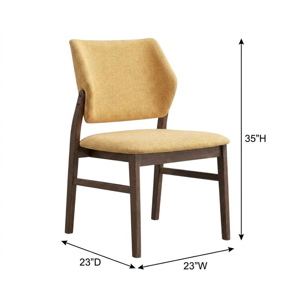 Linen-Upholstered Side Chair with Walnut Legs, Set of 2,Yellow Linen & Walnut, Set of 2. Picture 6