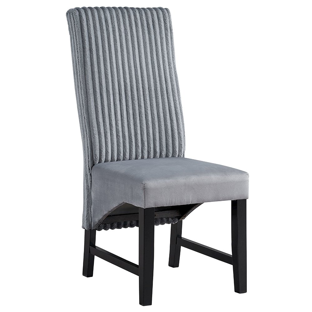 Kini Side Chair (Set-2) Gray Corduroy & Black. Picture 2