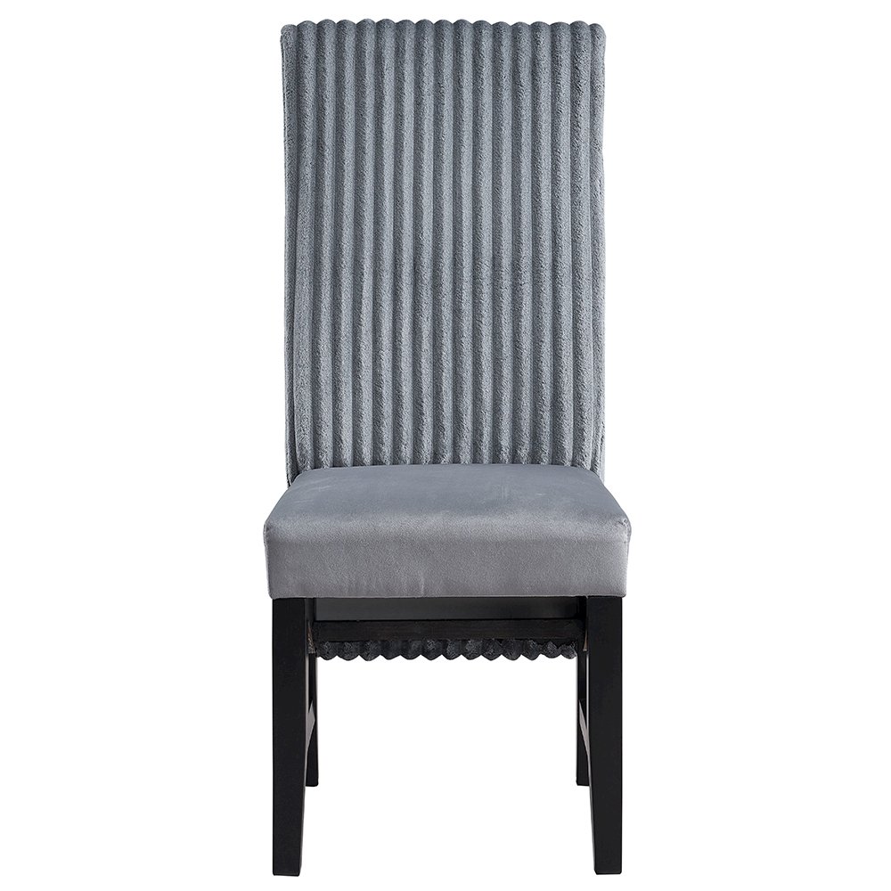 Kini Side Chair (Set-2) Gray Corduroy & Black. Picture 3