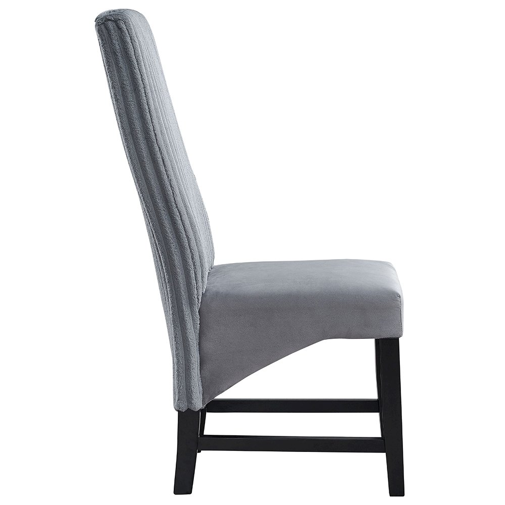 Kini Side Chair (Set-2) Gray Corduroy & Black. Picture 4