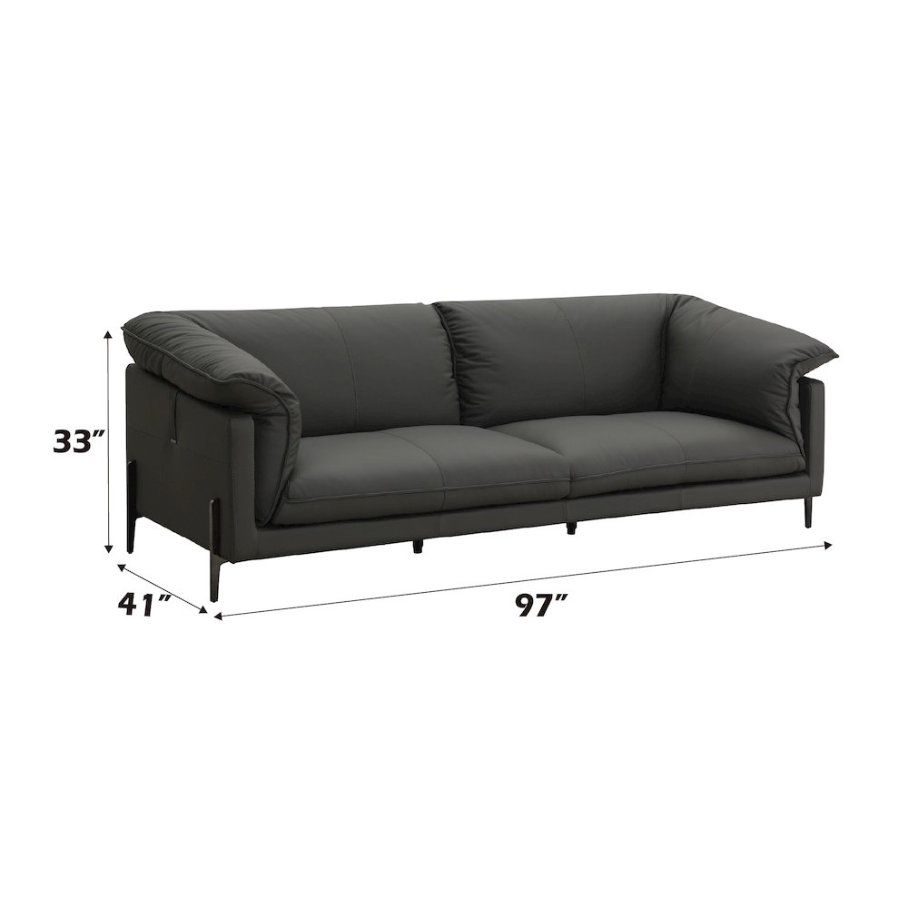 Tadi Sofa in Black Top Grain Leather. Picture 5