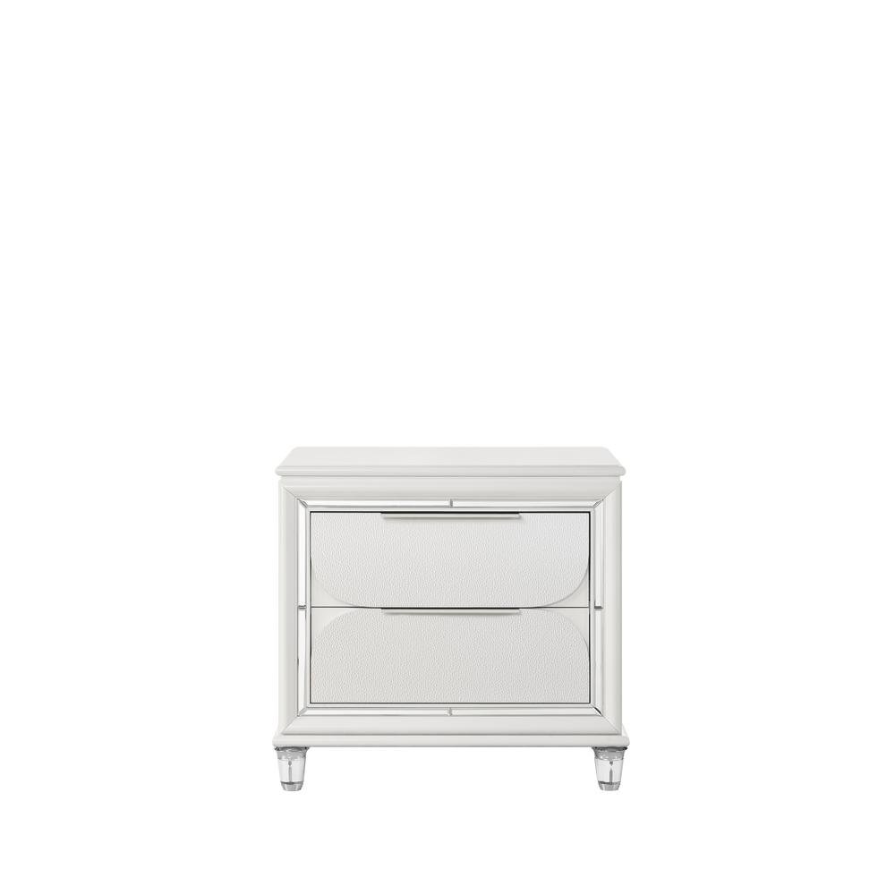 Tarian 2-Drawer Contemporary Wood Nightstand in Pearl White. Picture 2