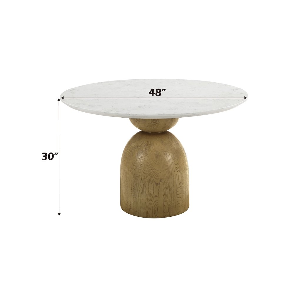Kala Round Dining Table w/Natrual Marble Top Natural Marble Top & Oak. Picture 3