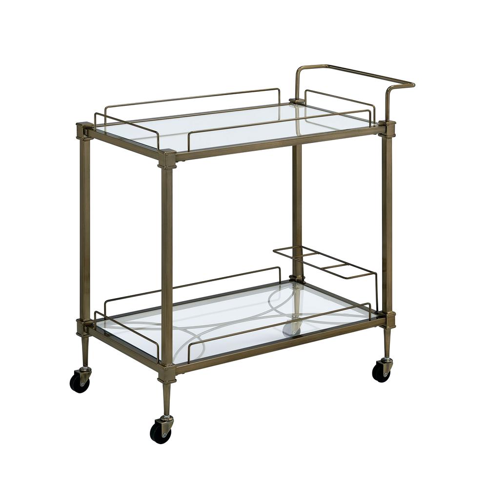 Aditya Serving Cart Mirror & Antique Brass. Picture 1