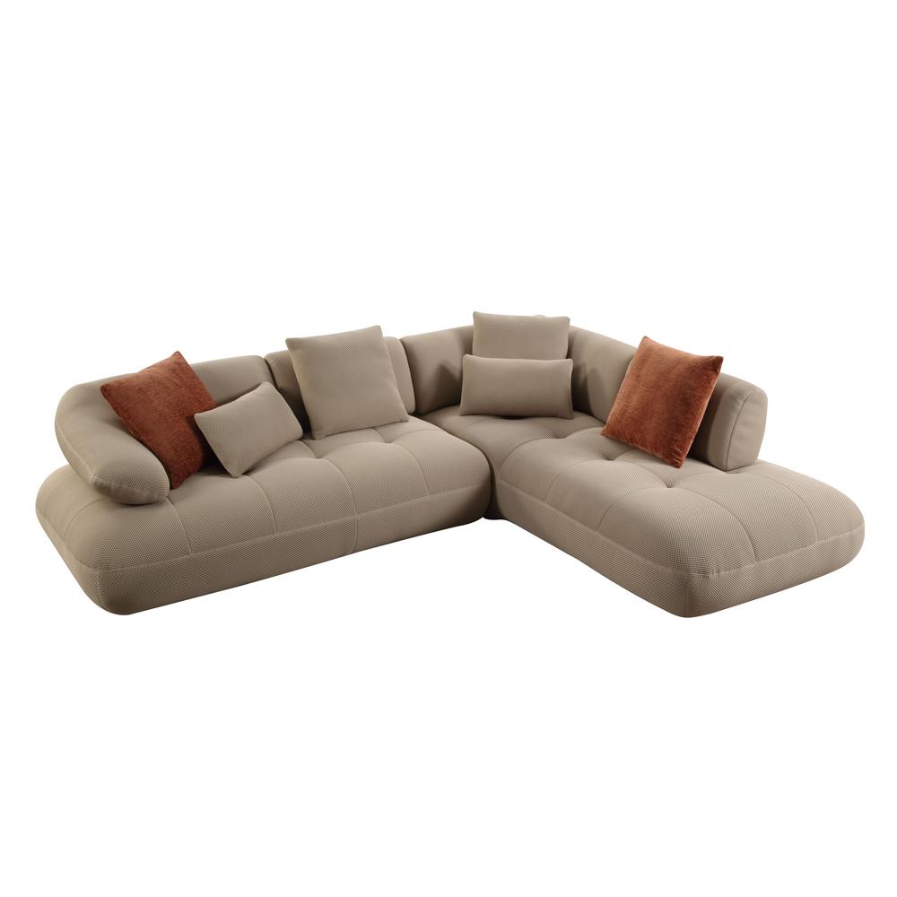 Carrick Sectional Sofa w/6 Pillows, Beige Sandwich Mesh Fabric. Picture 1