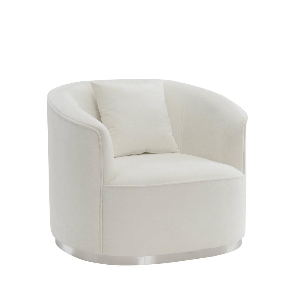 Furniture Odette Upholstered Chenille Chair with 1 Pillow in Beige. Picture 1