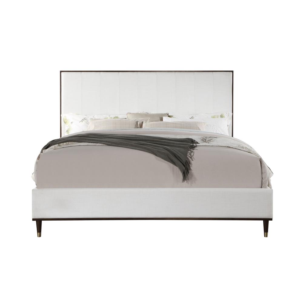Carena Wooden Bed in Light Gray and White and Brown. Picture 2
