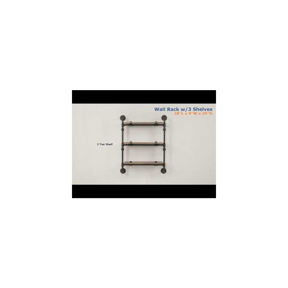 Brantley Wall Rack w/2 Shelves Oak & Sandy Black. Picture 6