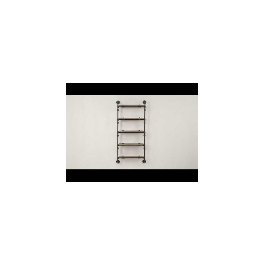 Brantley Wall Rack w/5 Shelves Oak & Sandy Black. Picture 5