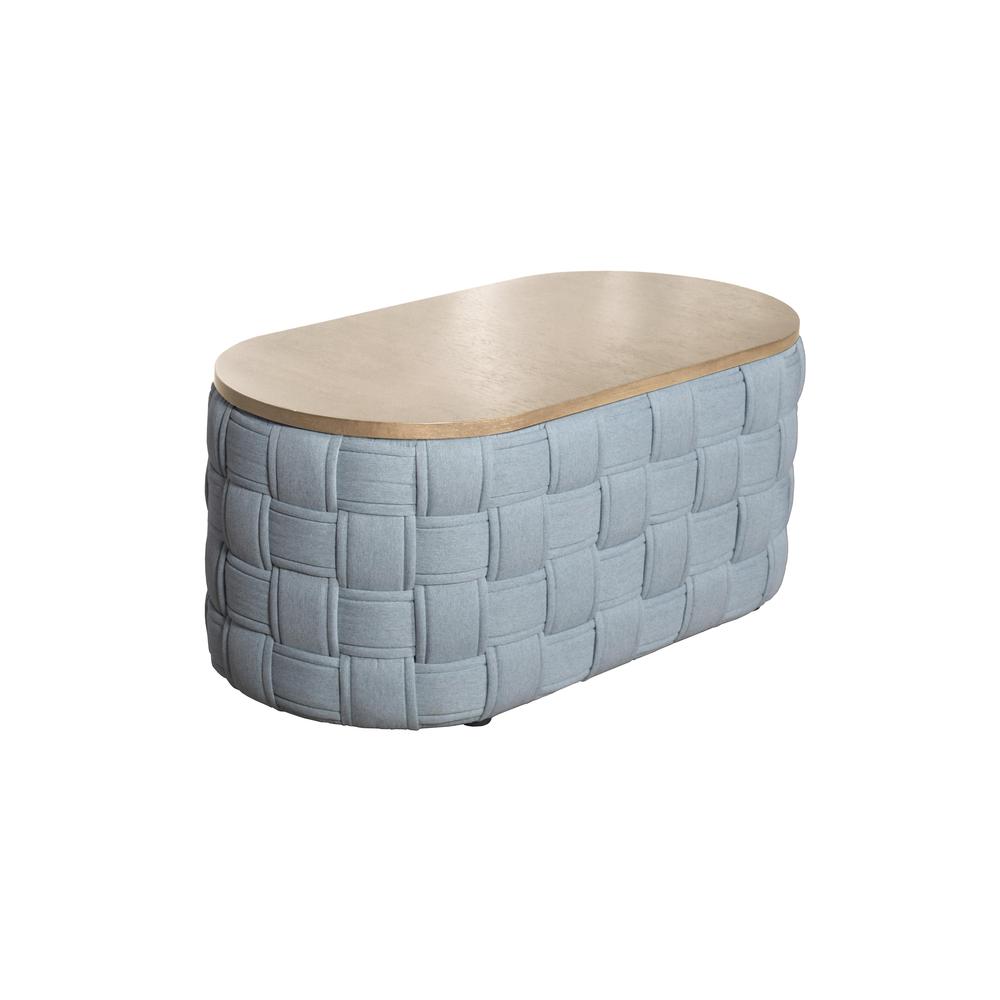 Saree Coffee Table, Light Teal Chenille. Picture 2