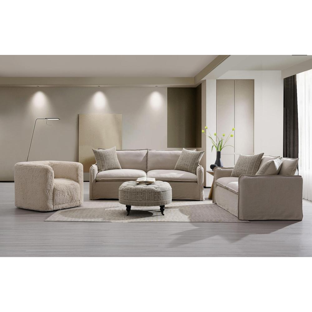 Upendo Sofa w/2 Pillows Beige Linen. Picture 10