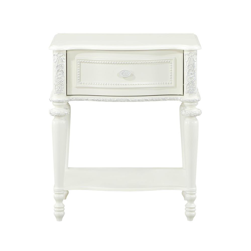 Dorothy Nightstand w/1 Drawer, Ivory Finish. Picture 2