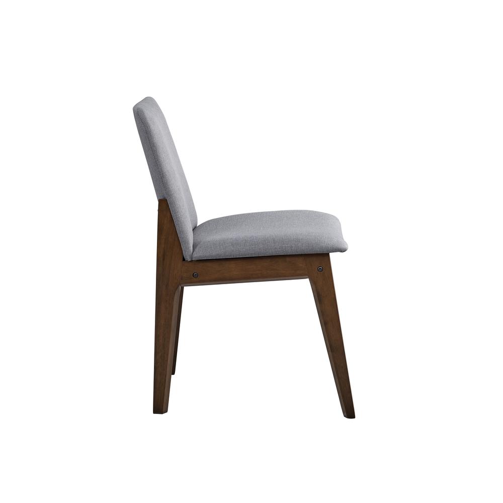 kaela Side Chair (Set-2), Light Gray Fabric & Walnut Finish. Picture 3