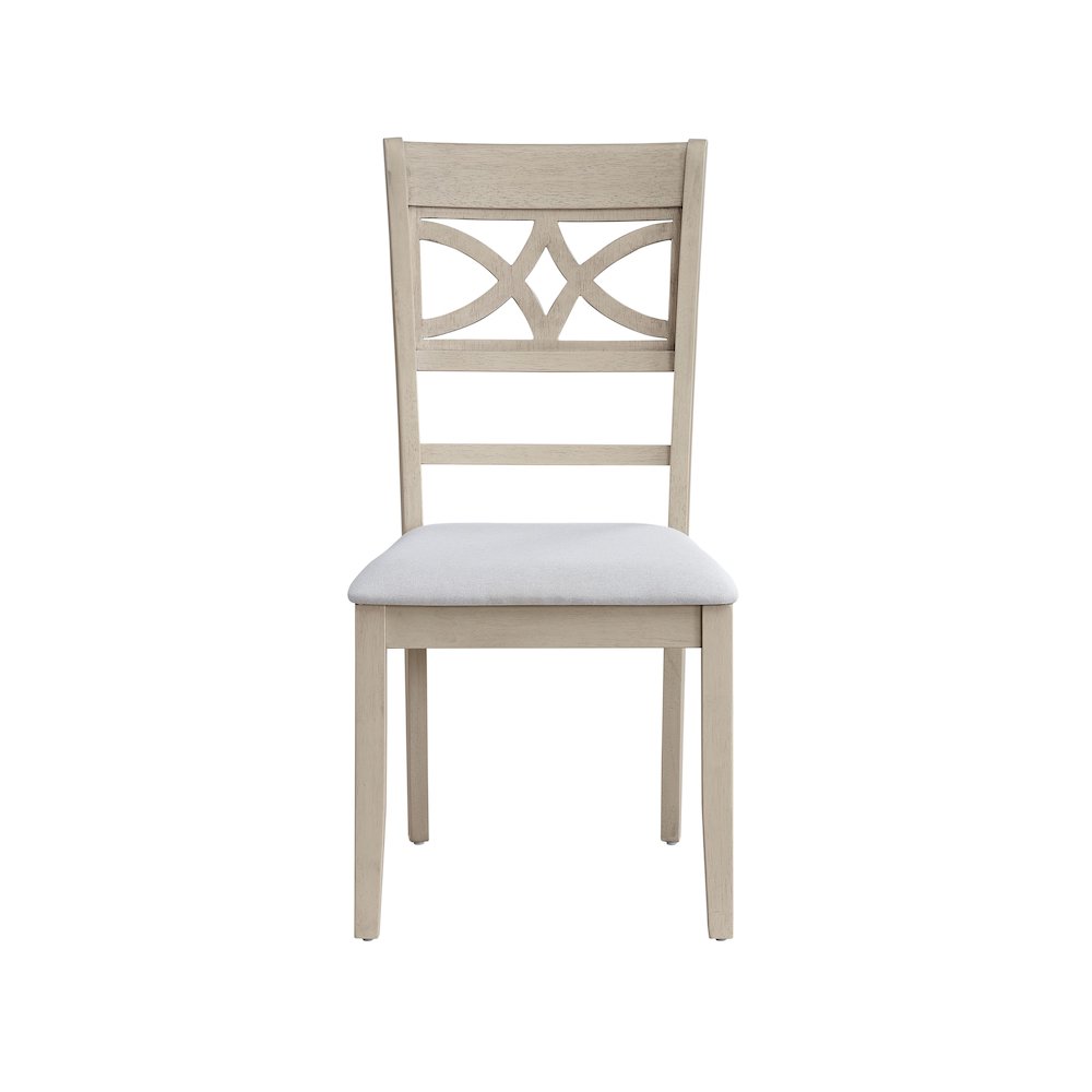 Ferris Side Chair (Set-2) in Beige Linen & Antique Bone White Finish. Picture 2