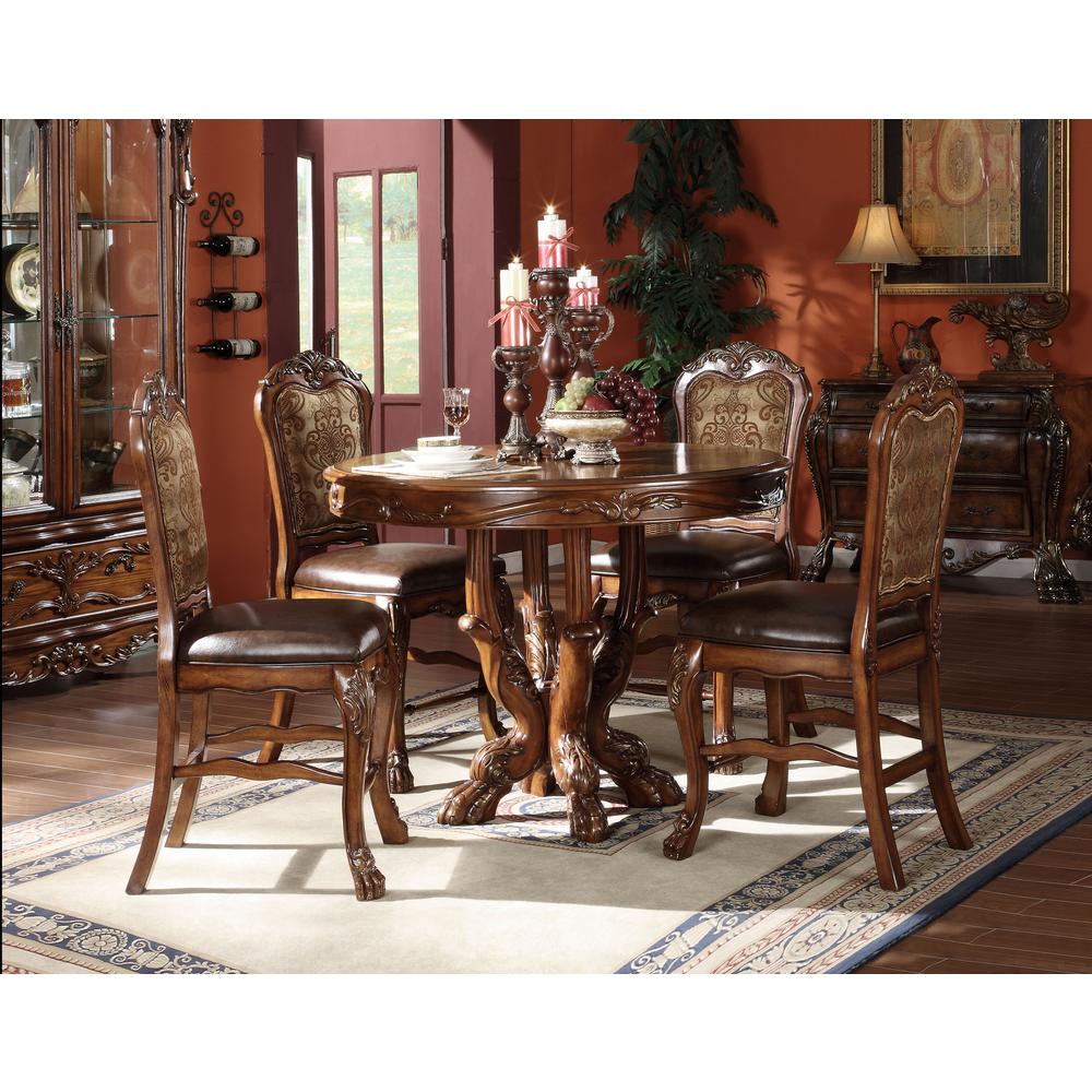 Dresden Counter Height Chair (Set-2) Synthetic Leather & Cherry Oak. Picture 2