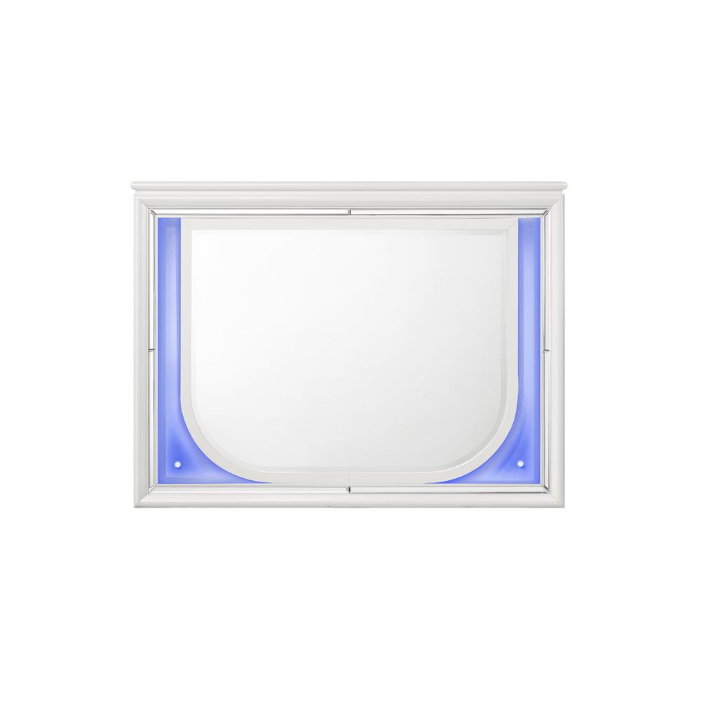 Tarian Mirror w/LED Pearl White. Picture 1