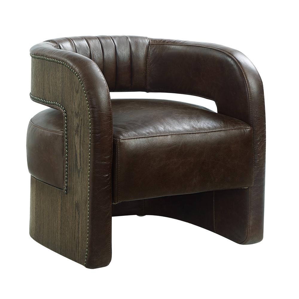 Feyre Accent Chair, Espresso Top grain  Leather. Picture 1