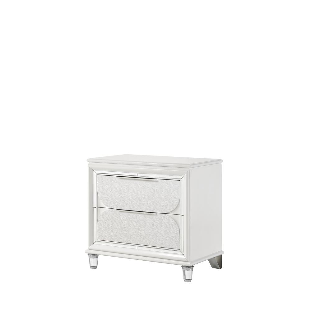 Tarian 2-Drawer Contemporary Wood Nightstand in Pearl White. Picture 1