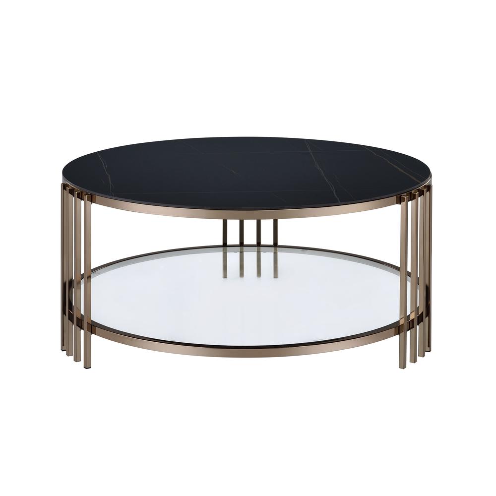 Abisha Coffee Table, Sintered Stone Top & Champagne Finish. Picture 3