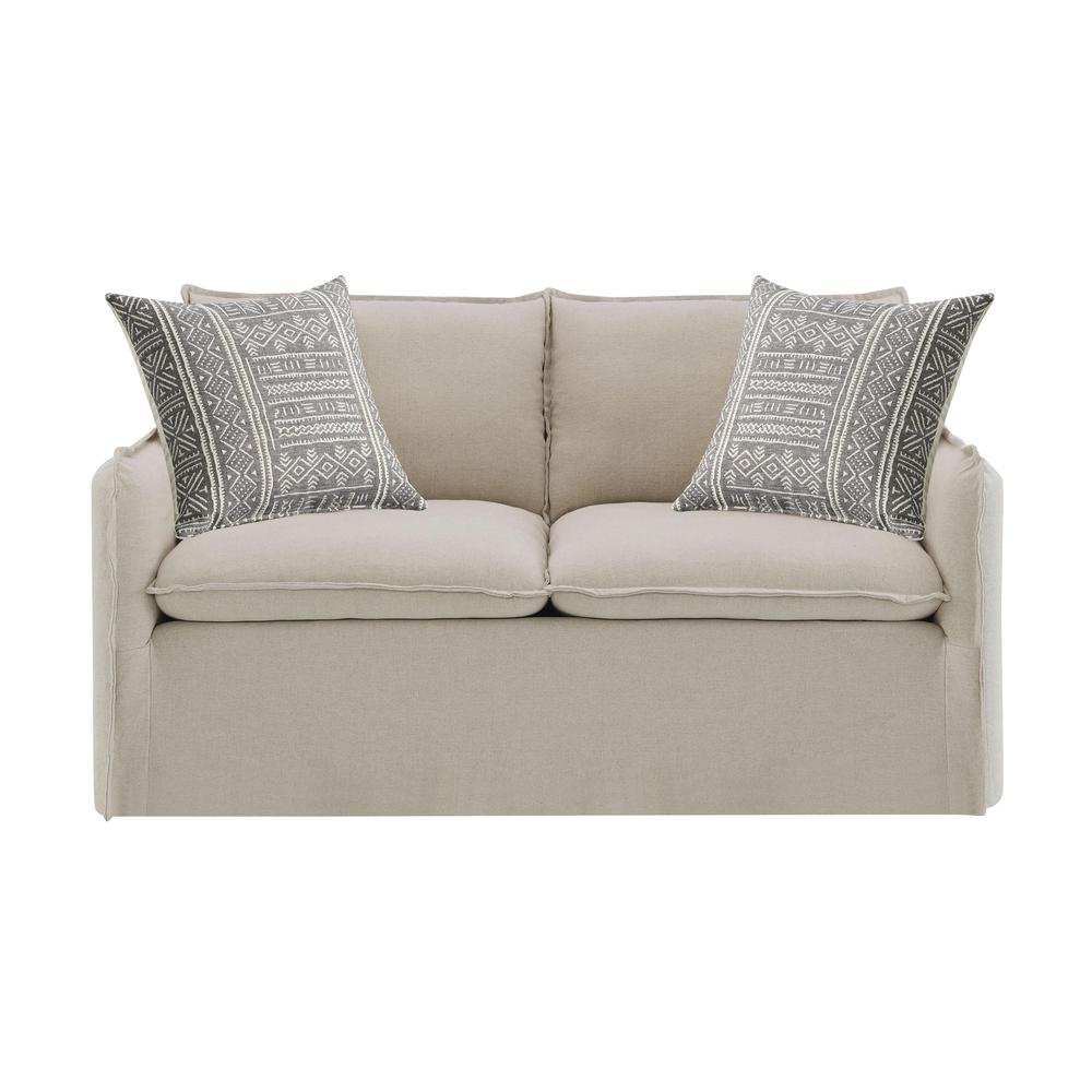Upendo Loveseat w/2 Pillows Beige Linen. Picture 2