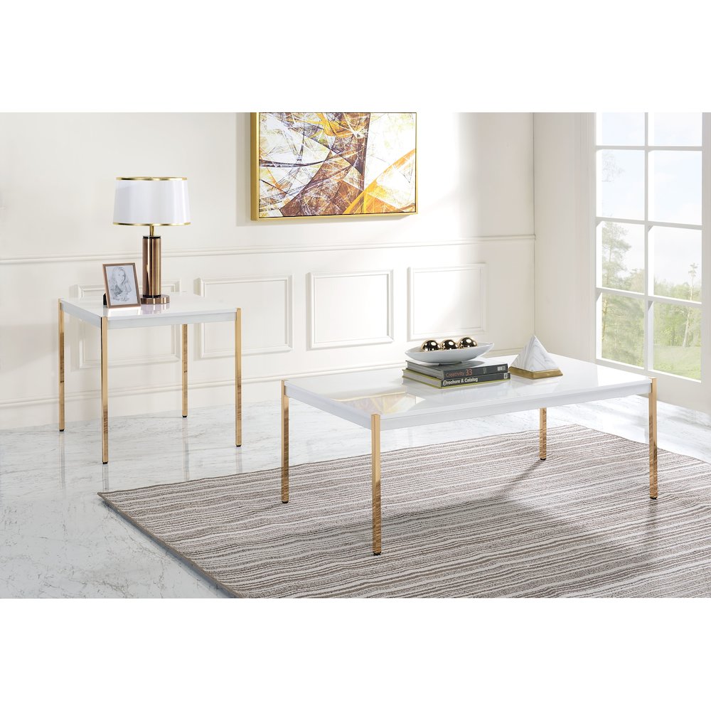 Otrac End Table White & Gold. Picture 4