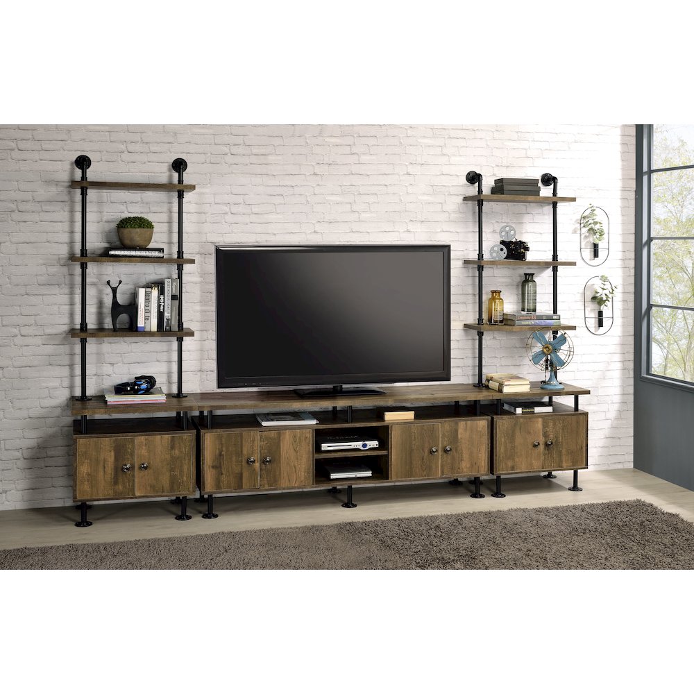 Ensata II TV Stand Side Pier Rustic Oak  & Black. Picture 4